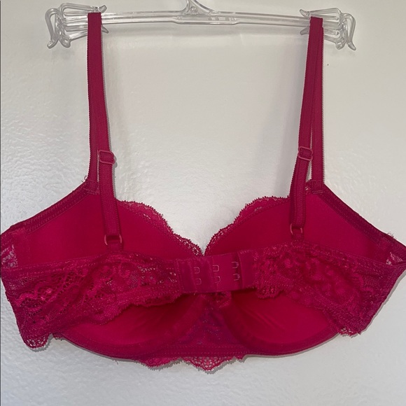 34C bra Gilligan and OMalley bra magenta pink lace padded push up underwire bra - Picture 9 of 13